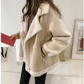 Suede Jacket Women Short Lamb Velvet Motorcycle Jacket - frans