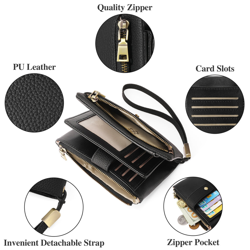 Women's Wallet Zipper Bag-Clutch Anti-theft Card Swiping Bag. - frans