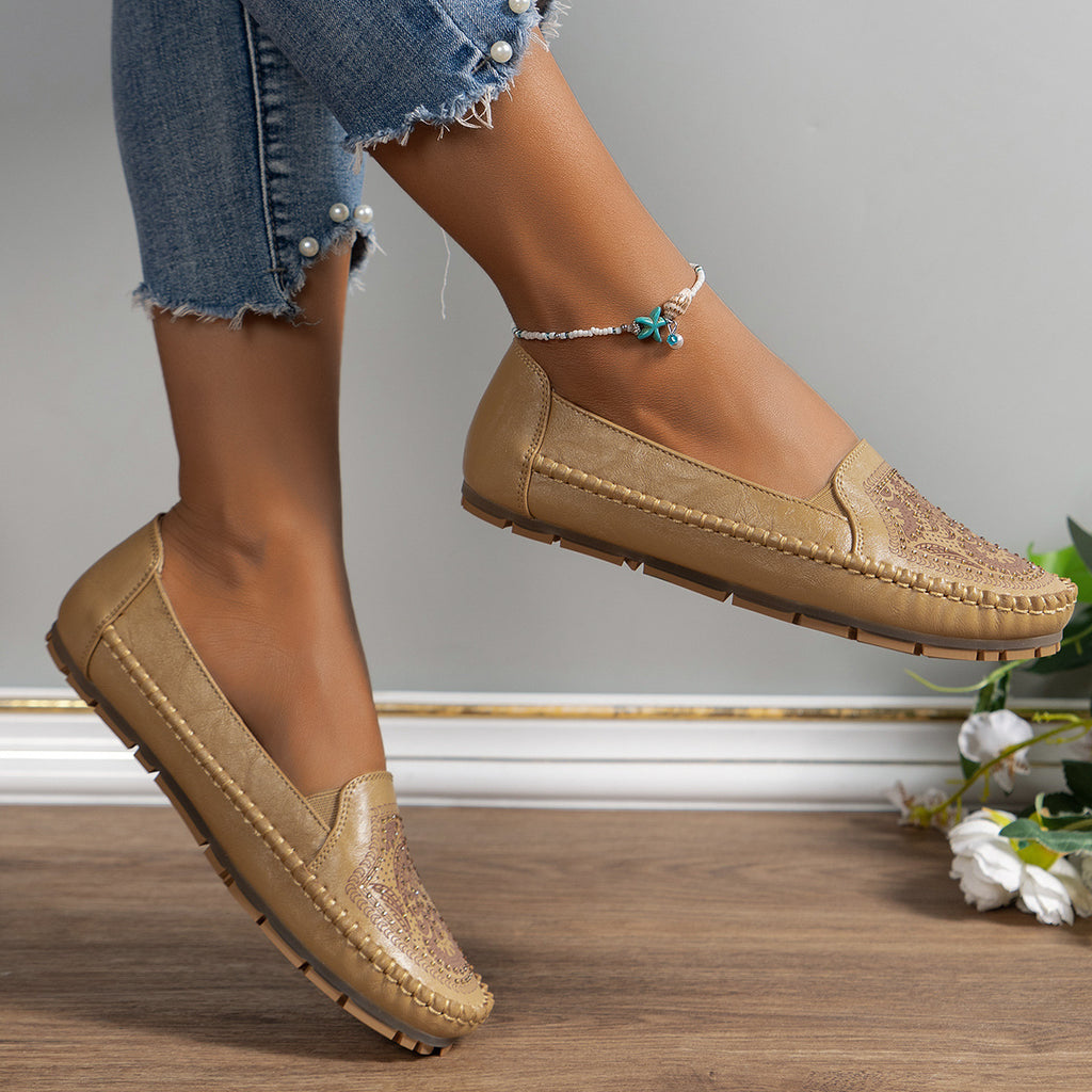Womens Flat Loafers In A Stylish Vintage Look - frans