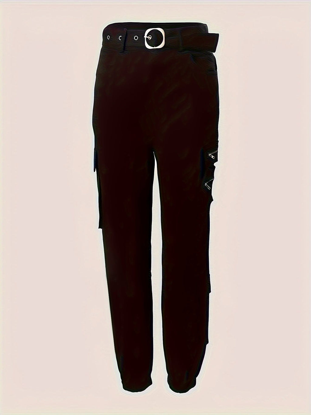 Zipper Pocket Design/ High Waist  Pants - frans