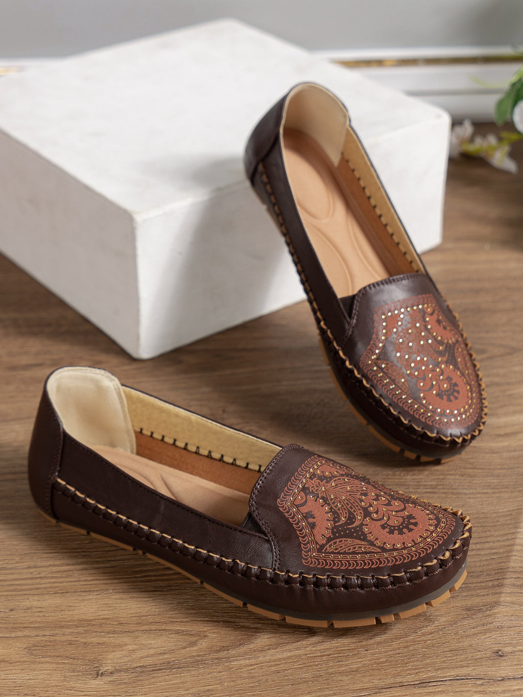 Womens Flat Loafers In A Stylish Vintage Look - frans